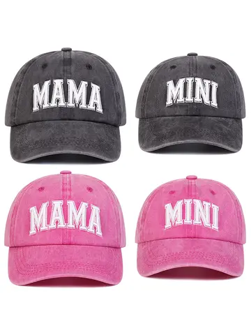 Unisex Parent Child 3D MAMA/MINI Embroidery Wash Baseball Caps Spring and Autumn Outdoor Adjustable Casual Hats Sunscreen Hat ﻿