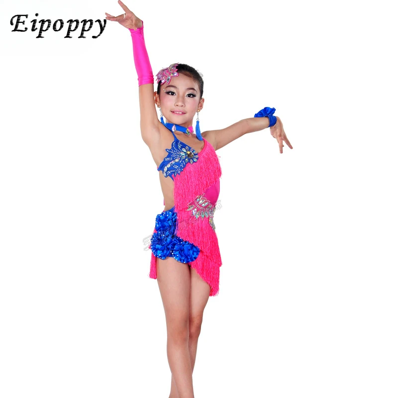 Faldas latinas para niñas, ropa de actuación de juego, ropa de baile para niños, ropa y disfraces con borlas, nuevo