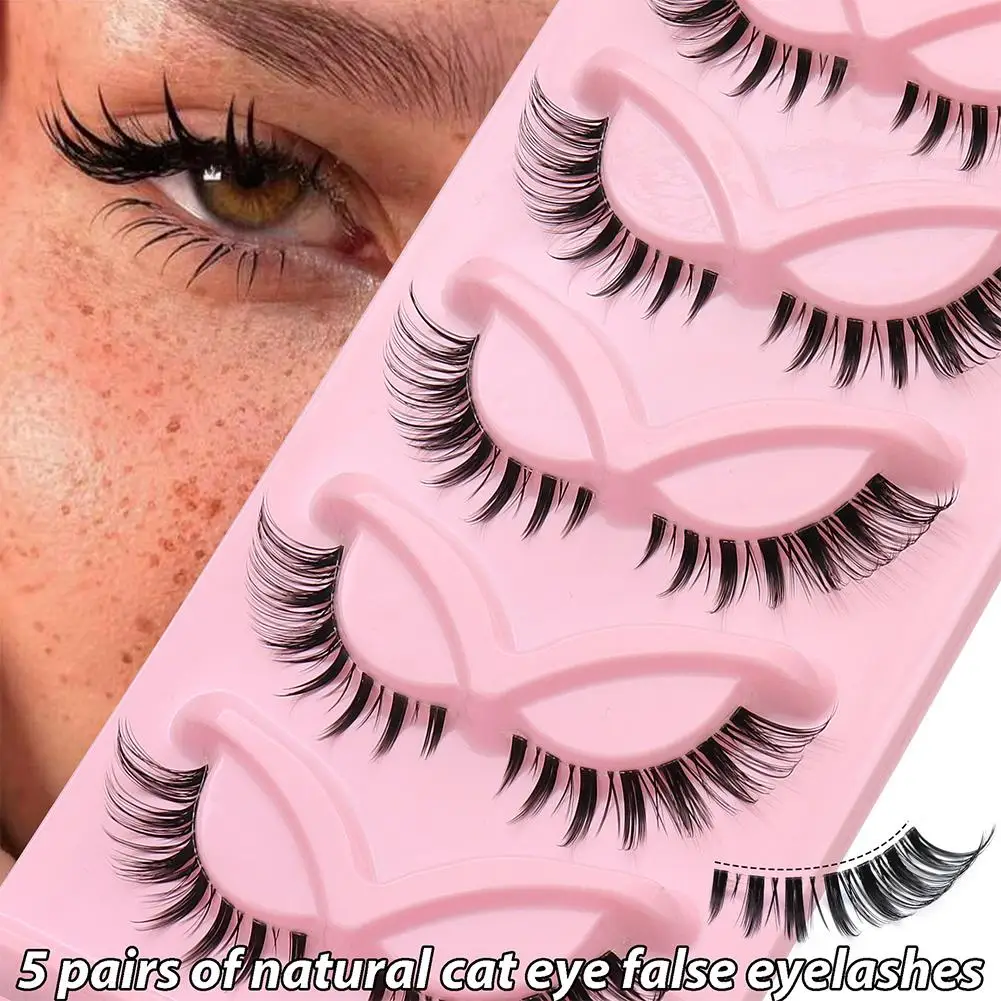 5 Paar Packung japanische Cosplay falsche Wimpern Faux Nerz dicke Manga Anime Wimpern dramatische gefälschte Wimpernverlängerungen für Frauen