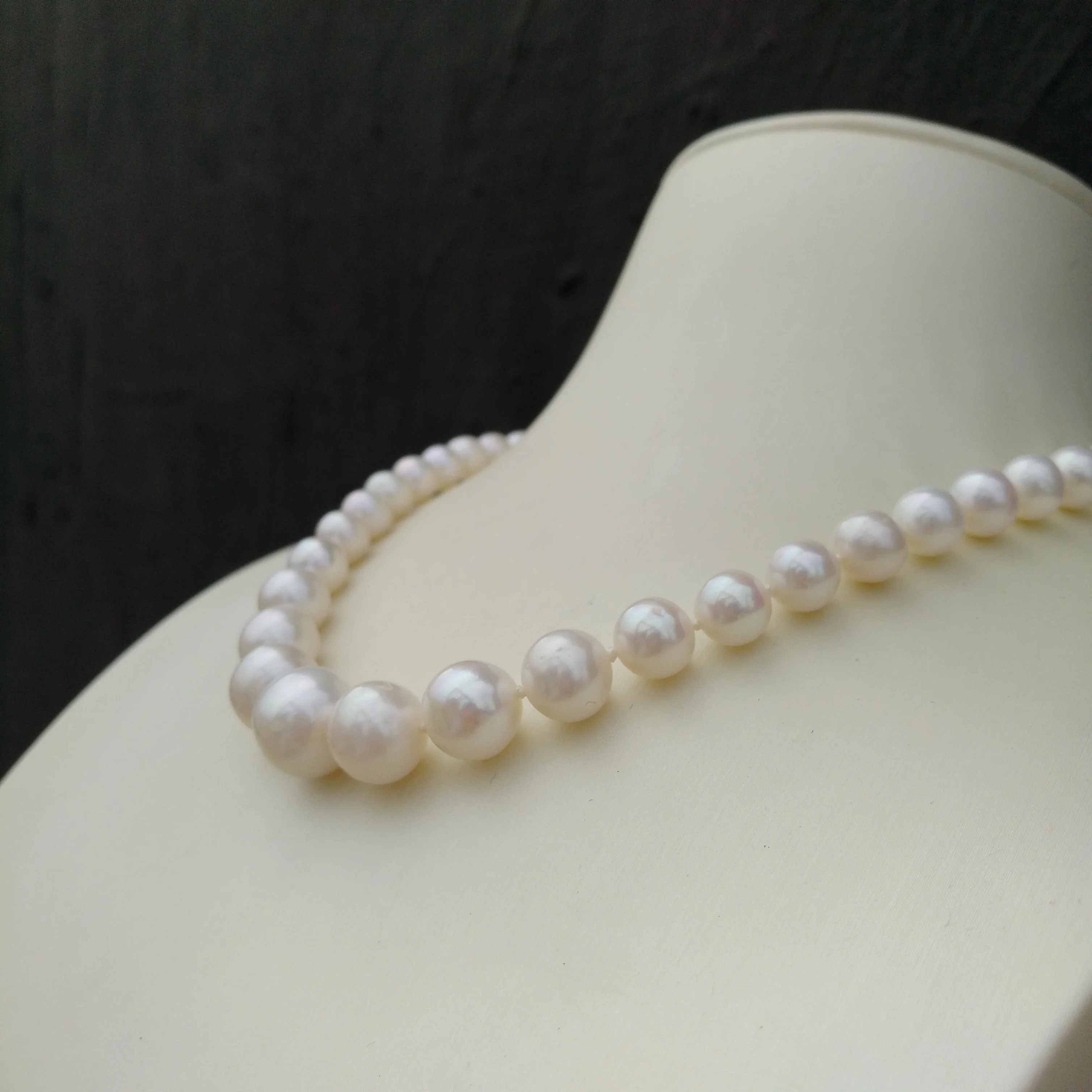 Single Strand Classic Graduated White 6-10mm Seawater Real Natural Pearl Necklace 40cm 45cm 50cm