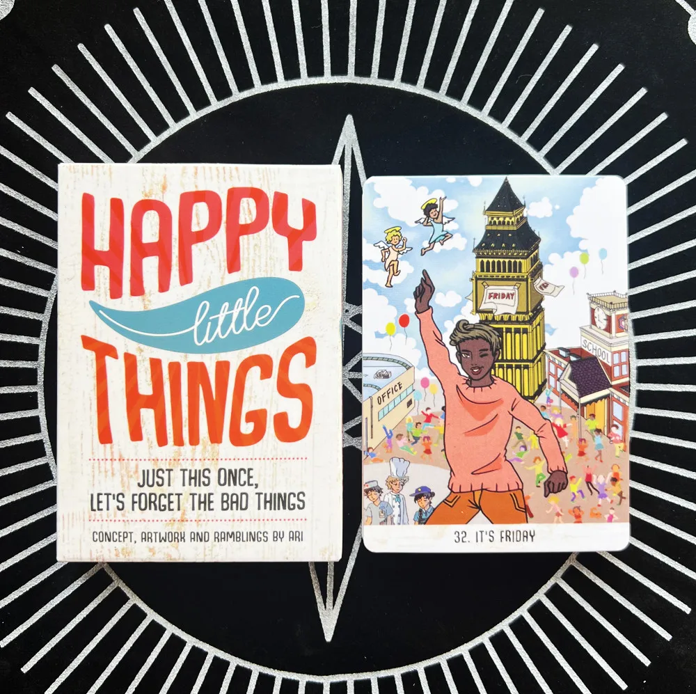 Cartas de oráculo Happy Little Things, juegos de mesa en inglés, juego de mesa para fiestas