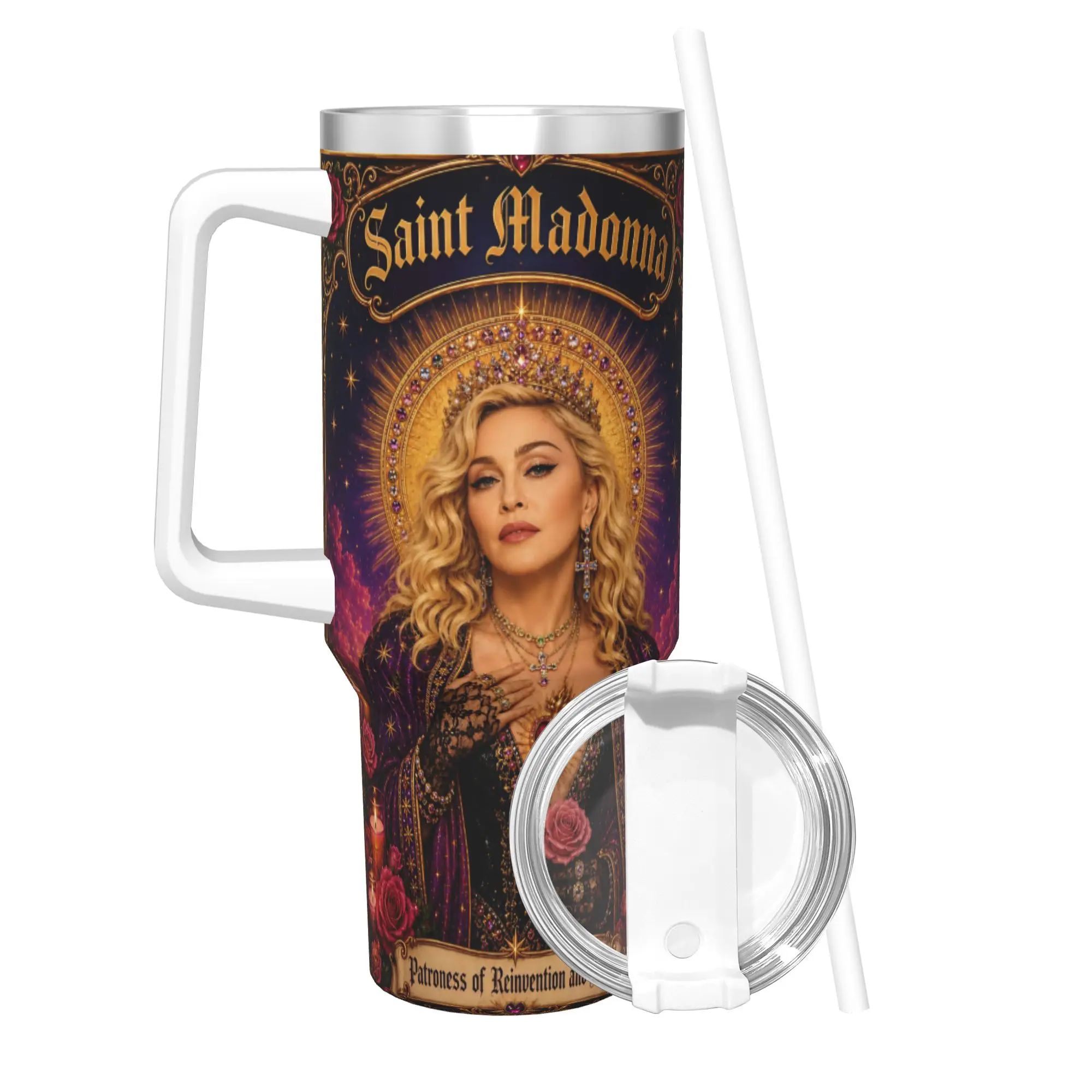 M-Madonnas Confessions II Tumbler With Straw  Stainless Steel Travel Mug Double Wall Vacuum Insulated for Cold Or Hot 40oz
