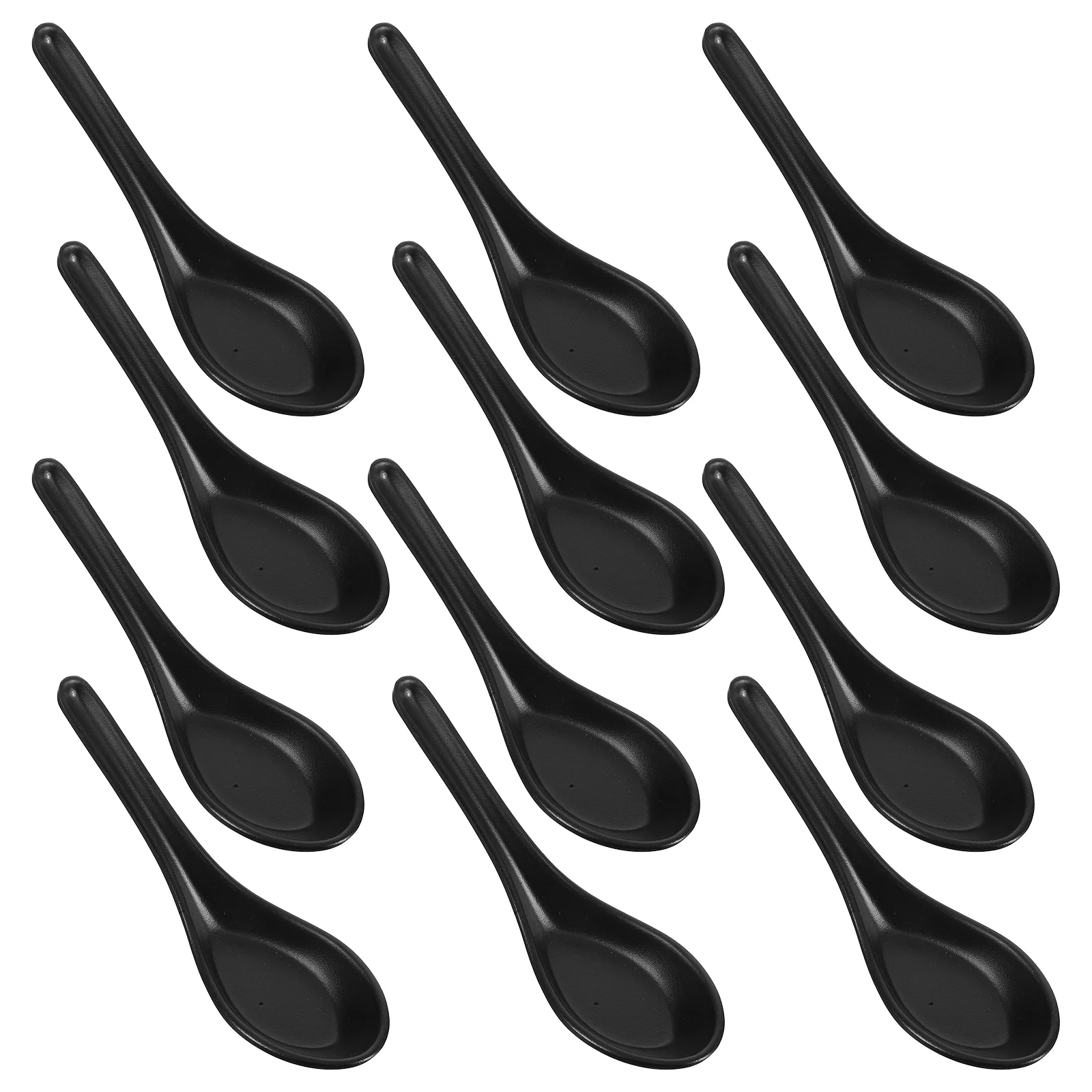 

12pcs Black Matte Melamine Soup Spoons Heat Resistant Lightweight Easy Clean Suitable for Chinese Japanese Dishes Nonstick