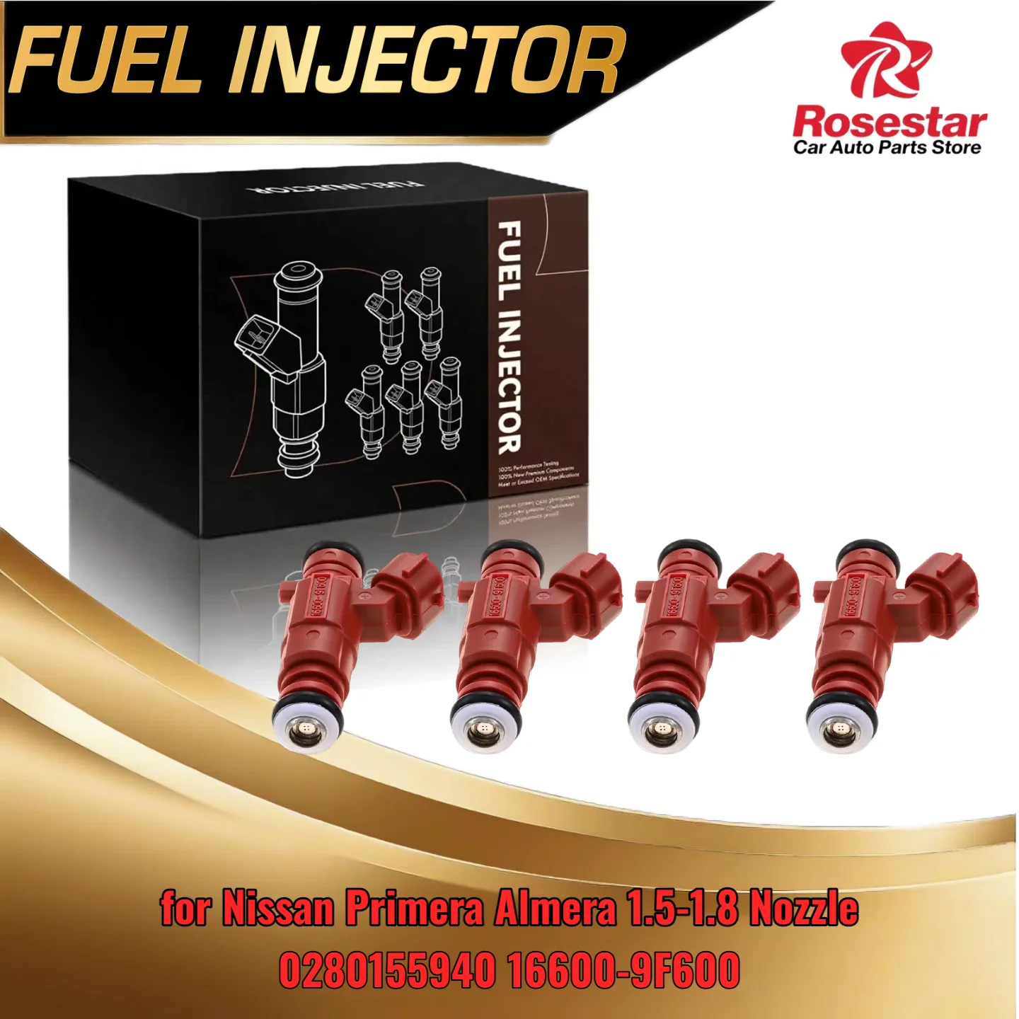 

4 Pieces Engine Cylinder Injector for Nissan Primera Almera 1.5-1.8 Nozzle Compatible with 0280155940 16600-9F600