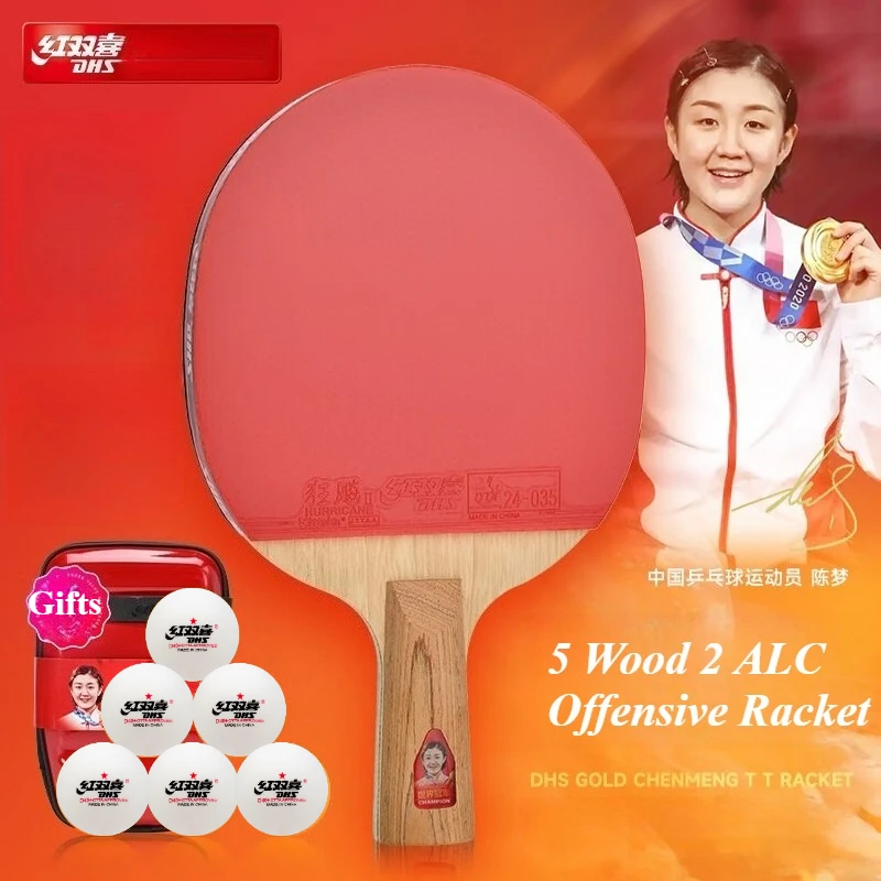 

DHS Gold CHENMENG T T Racket Table Tennis Rackets with Hurricane II Sticky Rubber ITTF Approved Ping-pong Rackets Racquet Sports