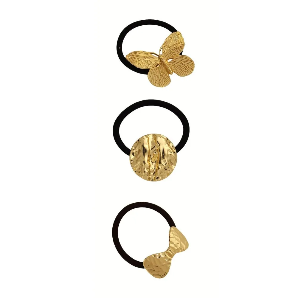 غير النظامية شكل المعادن الشعر الكفة الذهبي اللون الفضة معدن مطاطا رباط شعر سحر هندسي مطاطا ذيل حصان حامل الفتيات #1