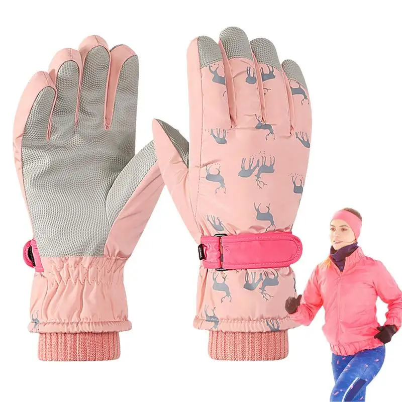 

Windproof Gloves Snowboard Ski Winter Mittens Waterproof Winter Gloves Elk Pattern Cold Weather Ski Gloves Touchscreen Thermal