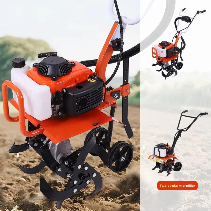 Garden Cultivator Rototiller for Small Farm Land Soil Cultivation Weeding 4-Stroke/2-Stroke Micro Tiller Gas-Powered