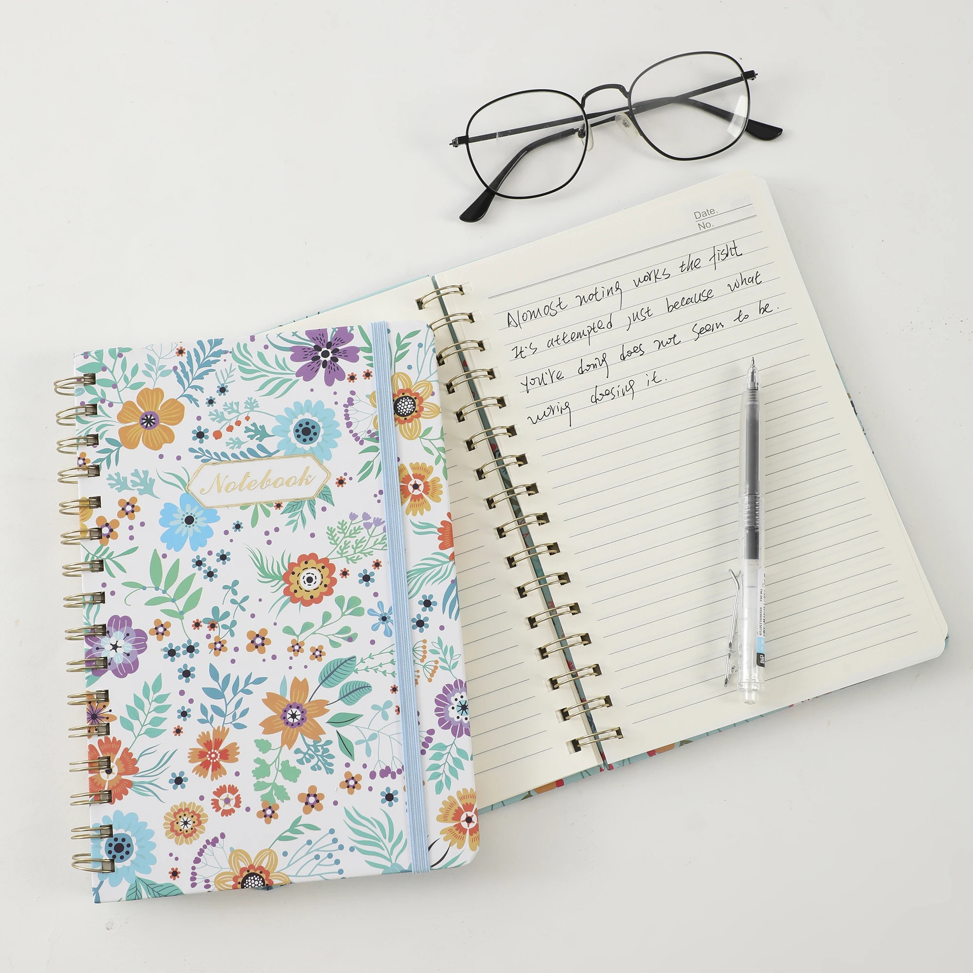 Spiral Notebook, Women\'s Diary, Hardcover Spiral Diary, 5.5 X 8.3inch, 160 Pages, Cute Flowers, Back Pockets, 100Gsm Paper for Gifts, Work, Office