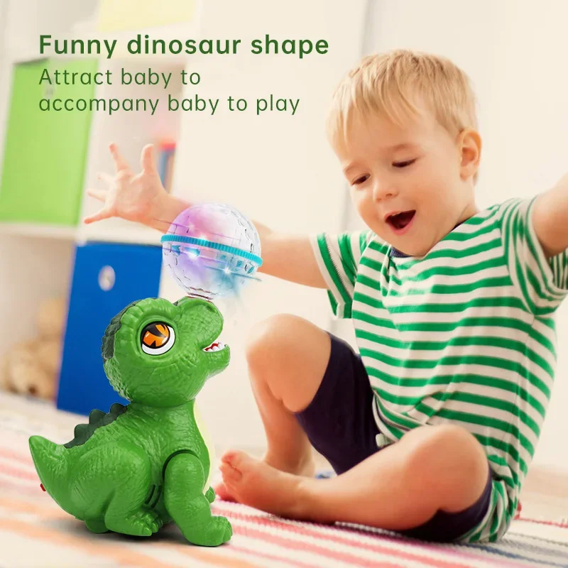 

Walking Music Toys for Kids Electronic Dinosaur&Elephant&Dog Toys,360 Degree Rotation Walking Top Head Ball Toys for Children
