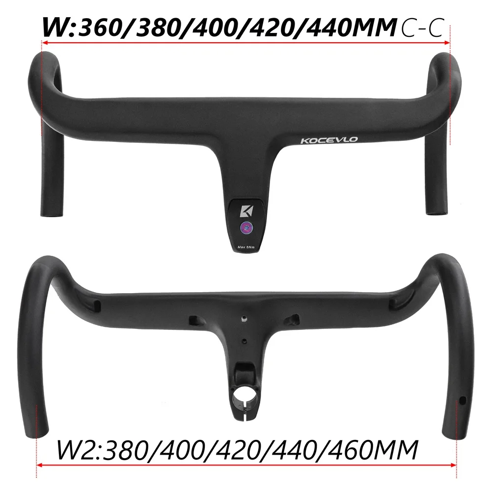 KOCEVLO Internes Kabel Rennrad Carbonfaser-Lenker Integrierter Fahrrad-Drop-Bar mit Computerhalterung und Unterlegscheiben Zubehör – Detail 6