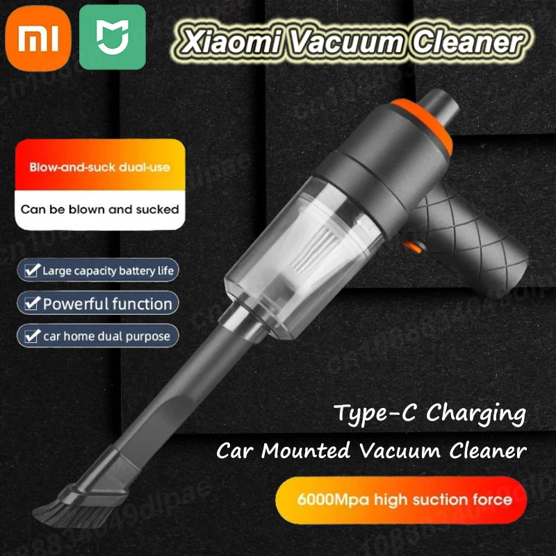 Xiaomi MIJIA Wireless Vacuum Cleaner 6000Mpa Rechargeable Handheld Cleaner Powerful Blow Suction Double Purpose For Car Cleaning