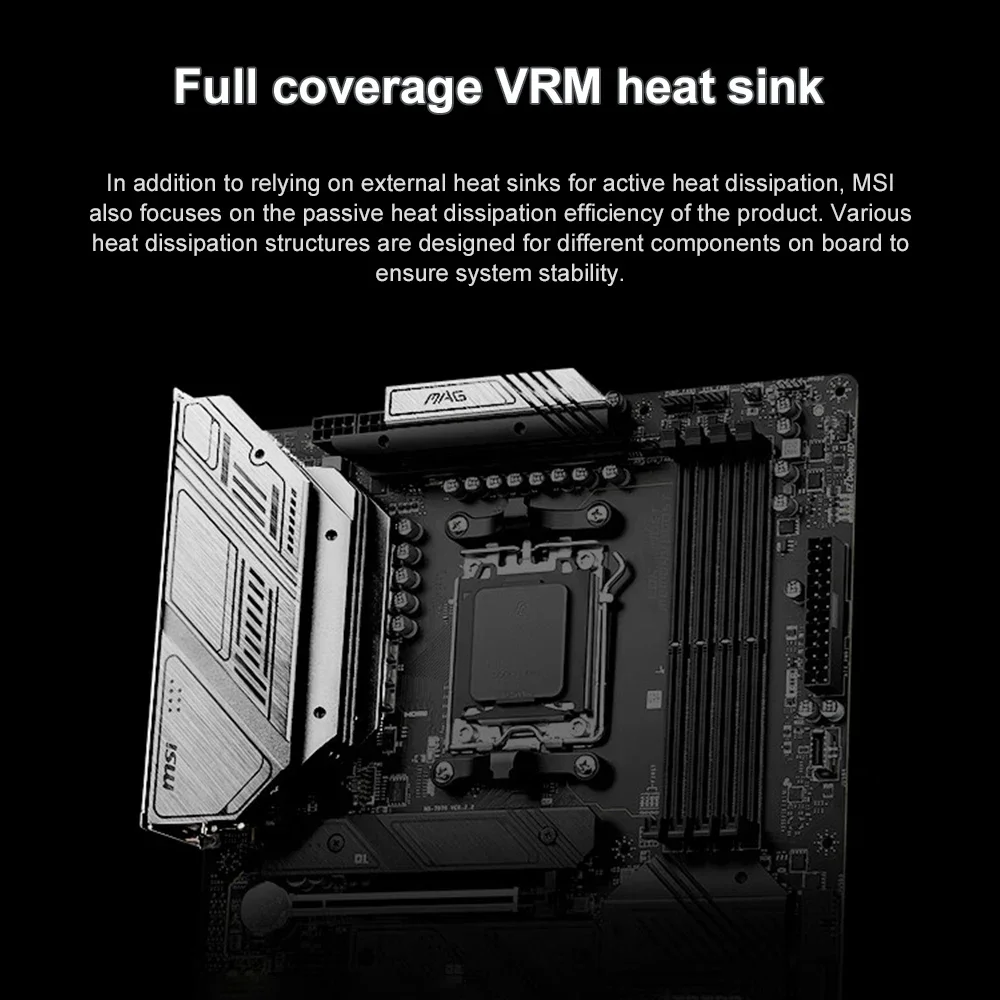 MSI Mainboard MAG B650M MORTAR WIFI Motherboard AMD Ryzen 7 7700 DDR5  WIFI 6 (AX)  RGB,Cooling Armor  Wi-Fi 6E M.2 USB3.2