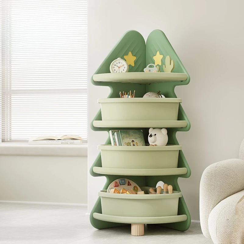 

Children's storage cabinet Corner bookshelf Children's room Christmas tree Toy storage rack Multi-layer storage box