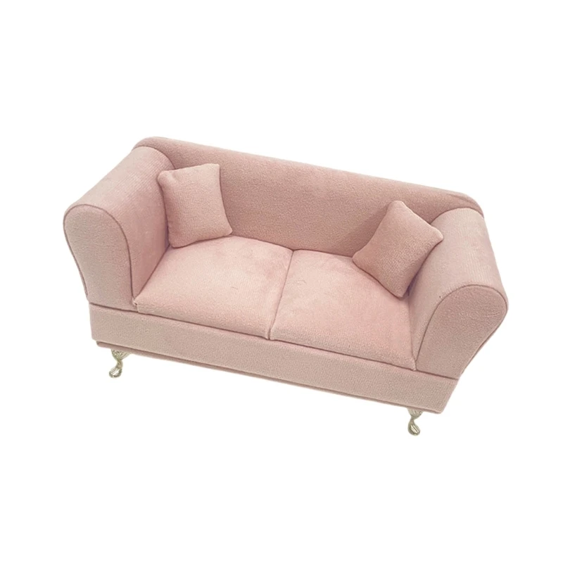 Sofá pelúcia miniatura, móveis brinquedo, escala 1/12, tecido armazenamento joias, 15UB