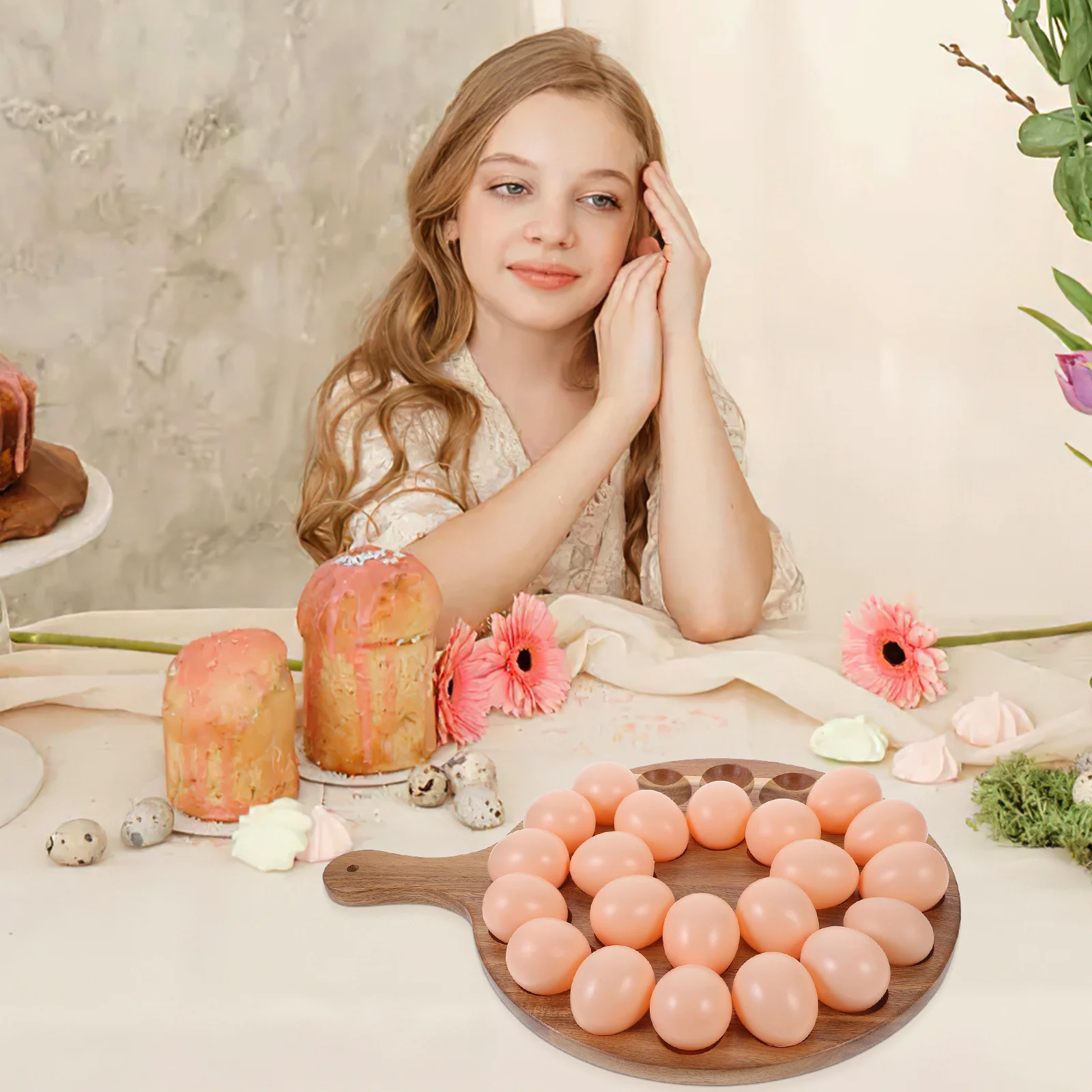 

Egg Serving Tray with Handle Sturdy Wooden Deviled Egg Carrier Perfect for Outdoor Events Home Storage Smooth Finish Dishwasher