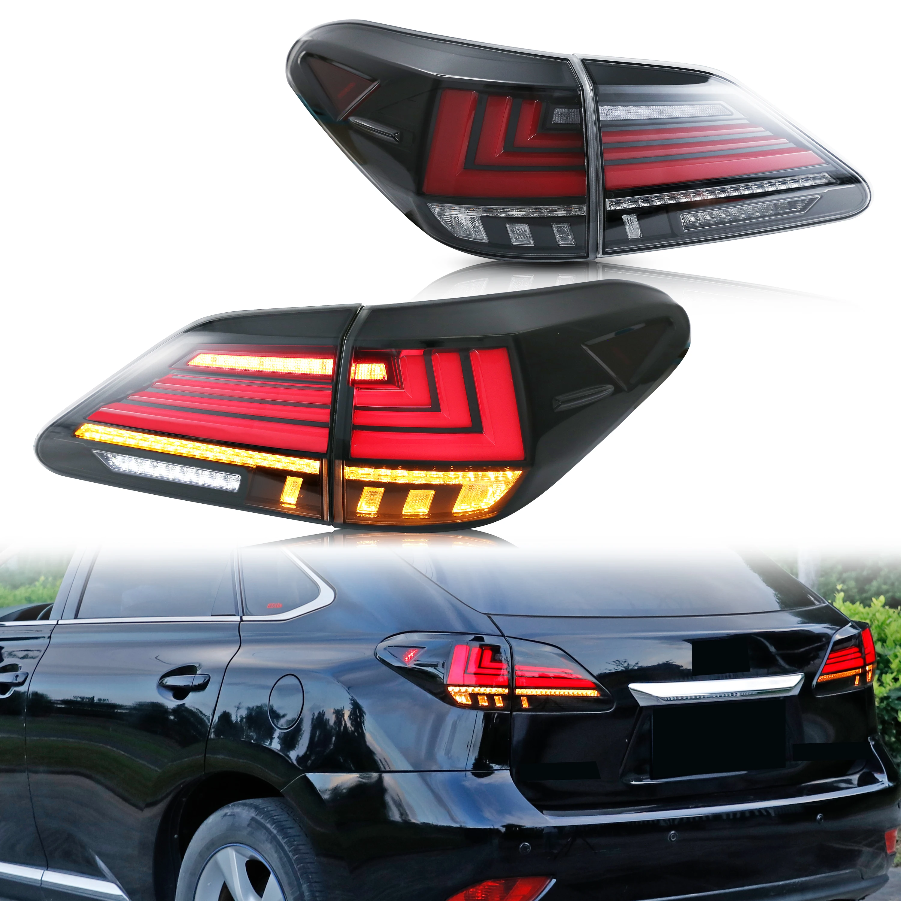 

LED Tail Lights Assembly for Lexus RX350 RX450h 2010-2015 Sequential Blinker Dynamic Animation Clear Rear Lamps Assembly