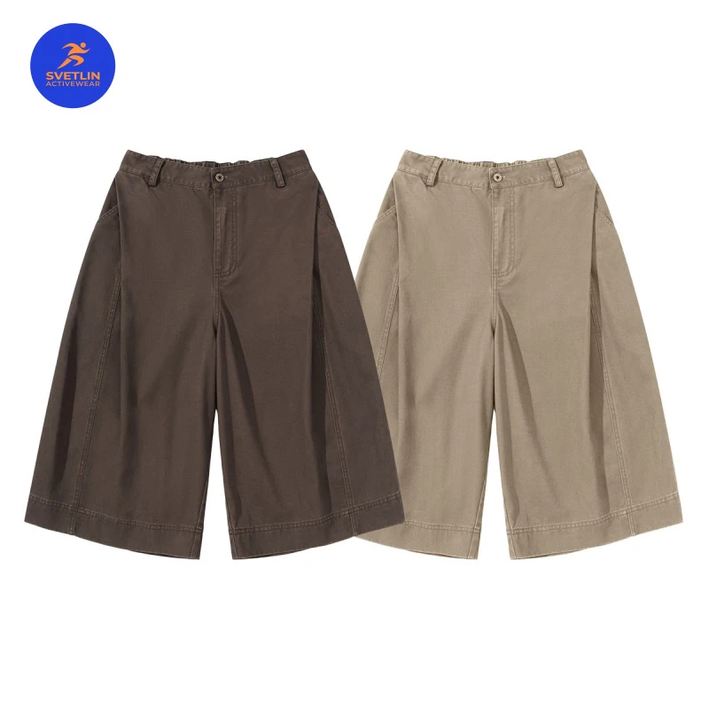 SVETLIN EU US Size Luxury Quality Sports Wear Retro Washed Workwear Cropped Pants Men's Summer Trendy Brand Shorts