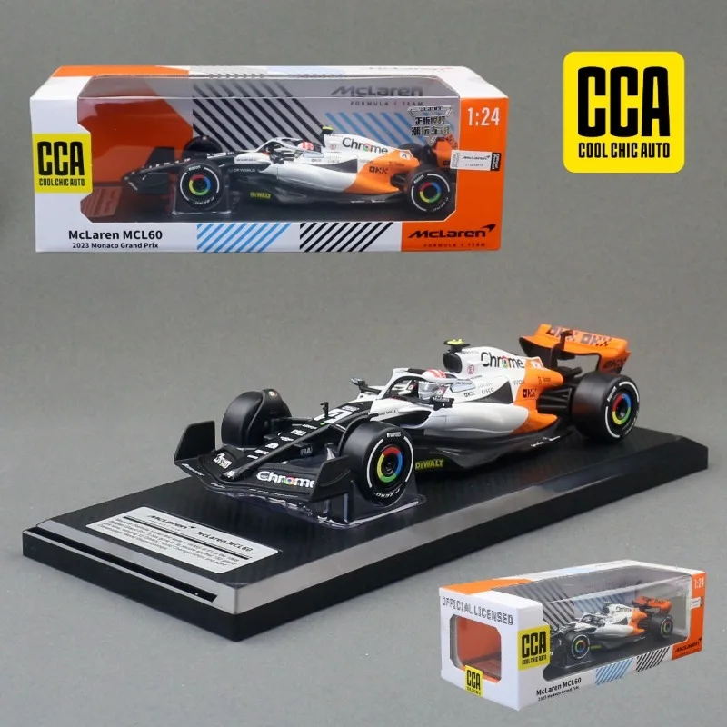 CCA محاكاة 1:24 ماكلارين F1 سباق السيارات نموذج MCL60 موناكو محطة 2023 مجموعة دييكاست مصغرة Voiture رجل صبي هدية