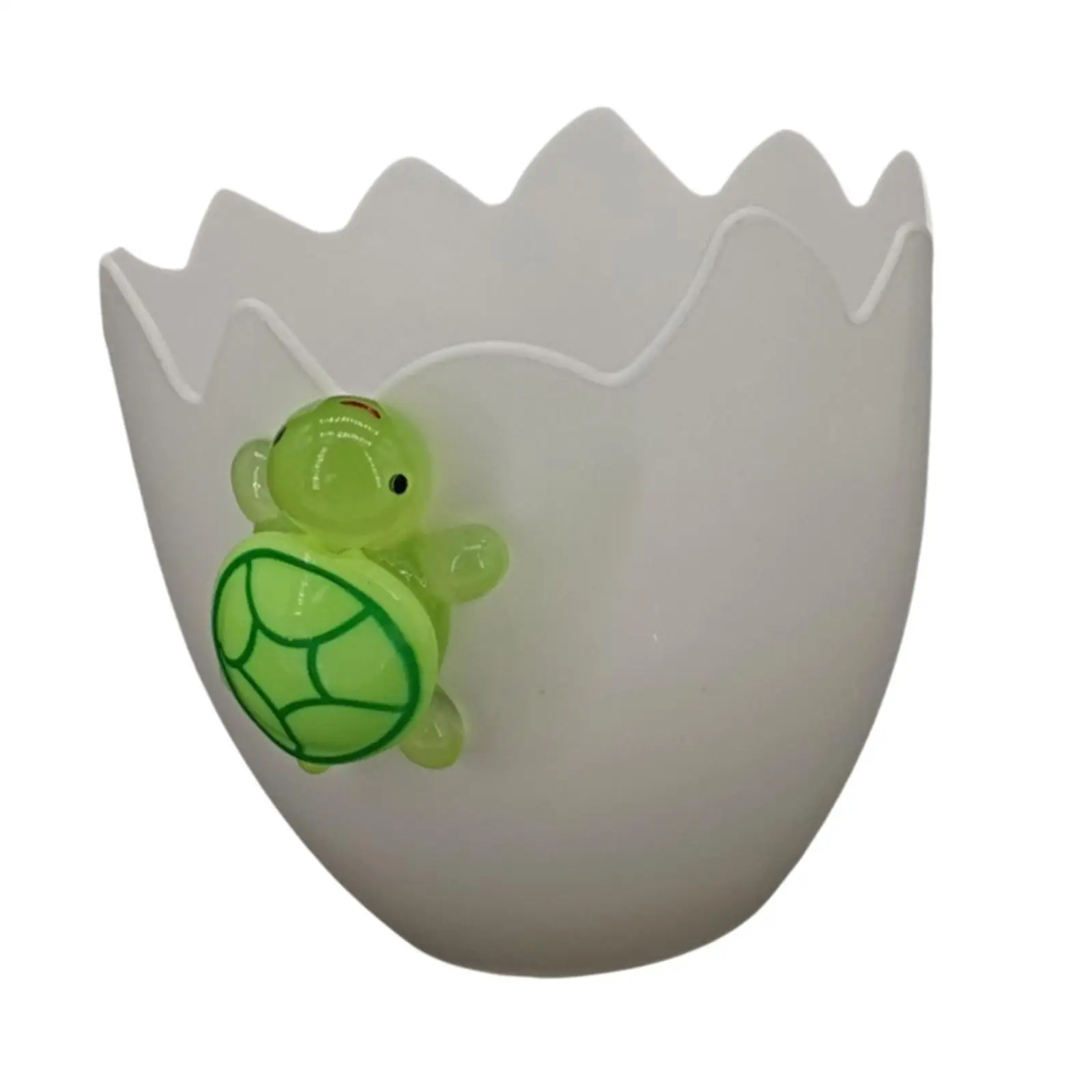 White Eggshell Plant Pot Container Unique Mini Flowerpot Resin Statue for Table Office Decorating Living Room Bedroom Balcony