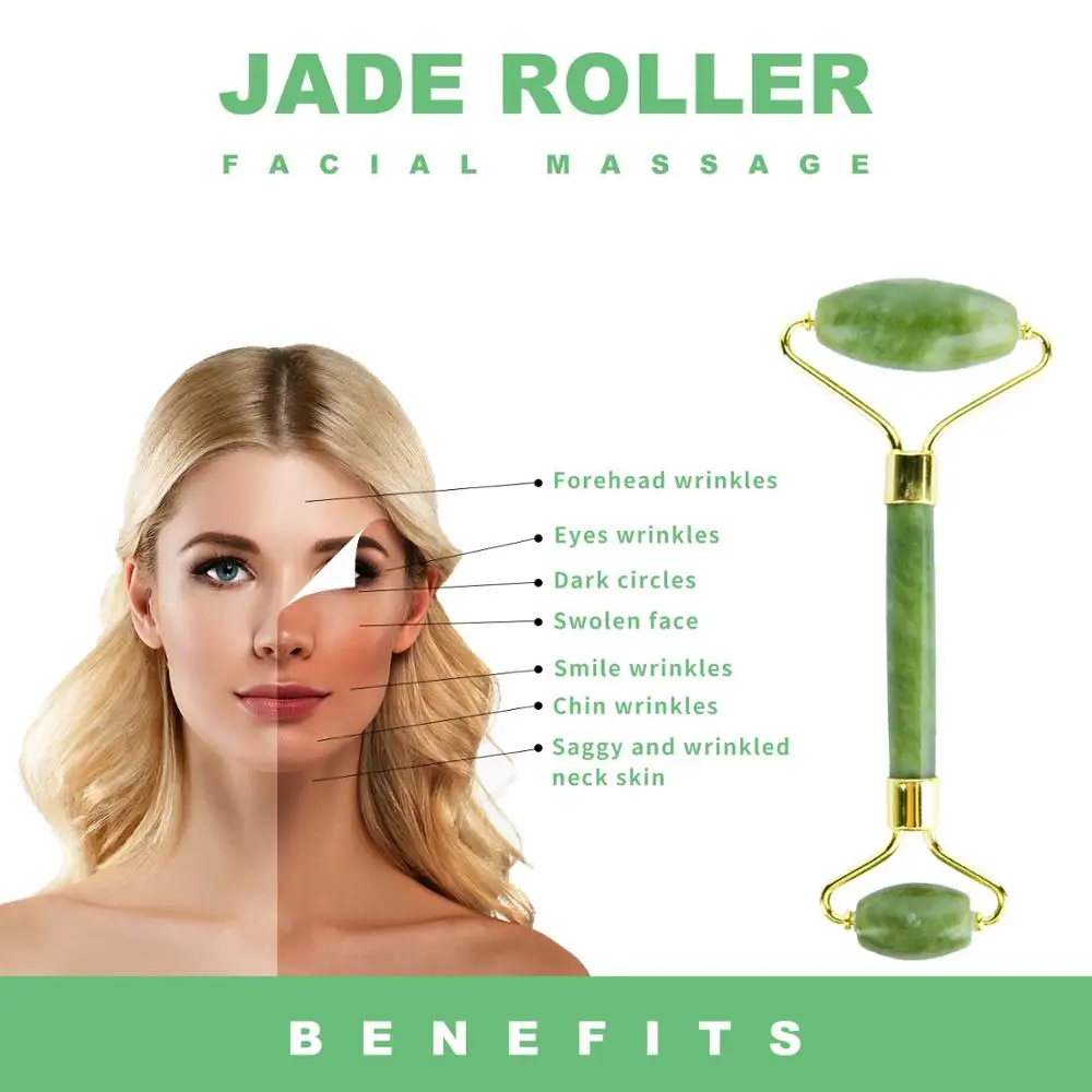 Natural Jade Roller Massager Gua Sha Stone Skin Care Sets Face Scraper Roller Facial Eye SPA Massage Gouache Skincare Beauty