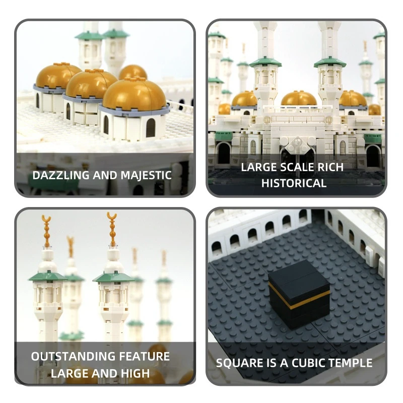 2274PCS Arabische Mecca Moschee Bausteine Großformatige Welt Berühmte Architektur Modell Montage Ziegel Spielzeug Für Kinder Geschenk