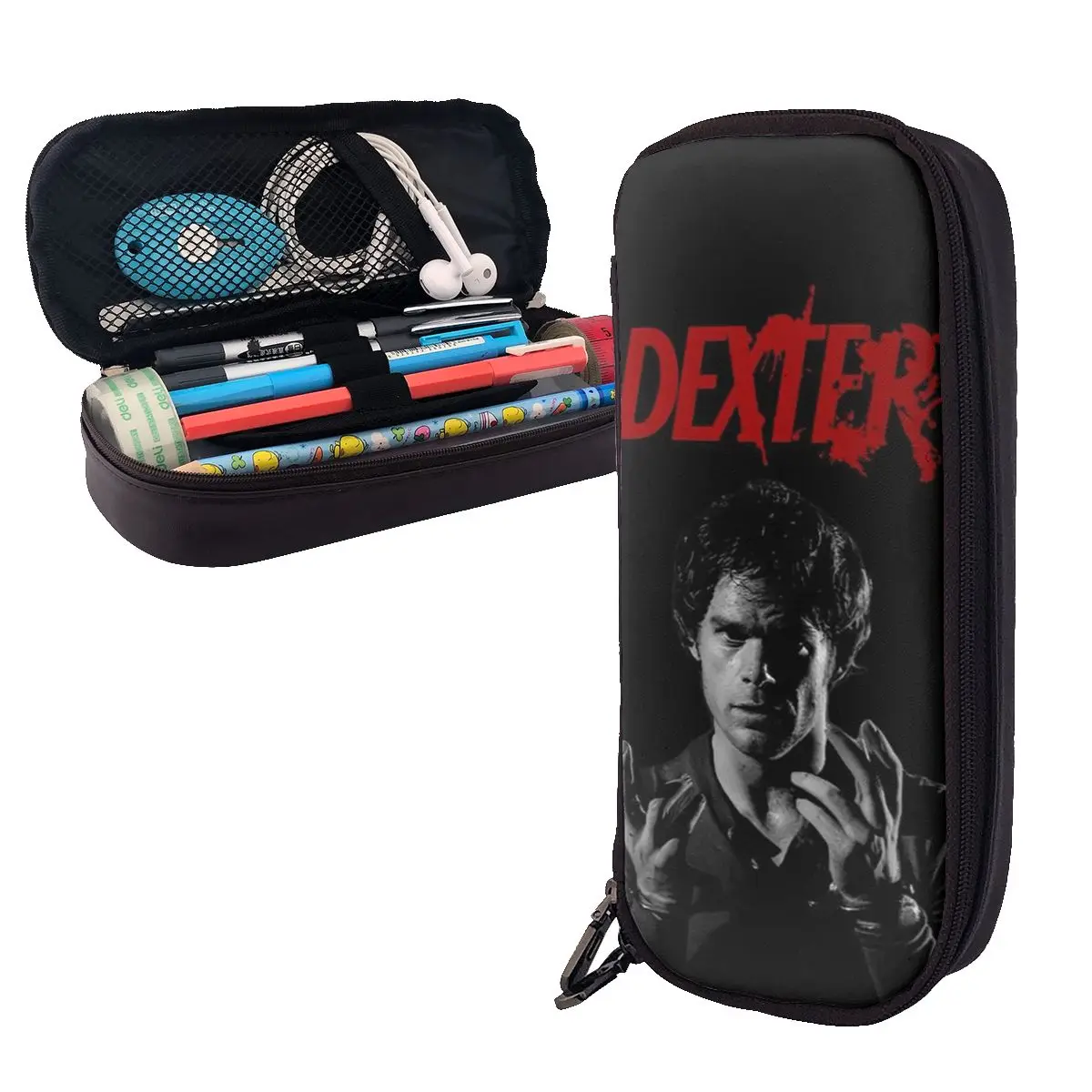 Movie Dexter Morgan Leather Pencil Case Pencil Pouch Storage Stationery Supplies Large Storage Pen Box Pencil Bag for Studen