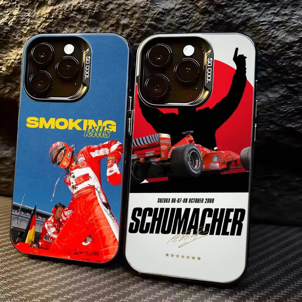 

Racer Michael S-Schumacher Phone Case For iPhone 17,16,15,14,13,12,11 Plus,Pro Max,XS,Colorful Silver Black Cover