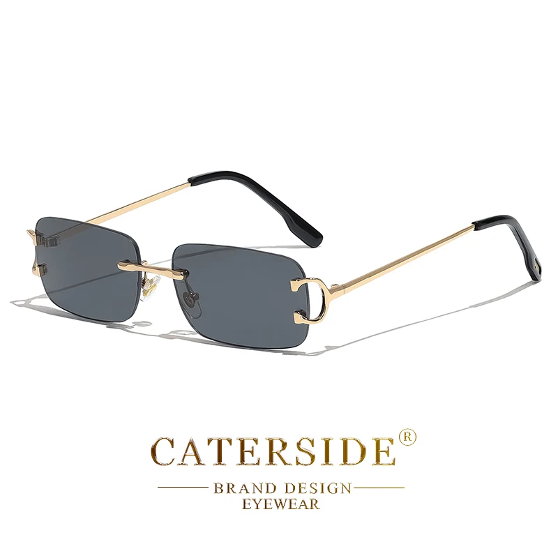 CATERSIDE Blau Rechteckige Sonnenbrille Männer Randlose Metall Fashion Square Sonnenbrille Für Frauen Gradienten Objektiv Outdoor Brillen UV400 – Detail 17