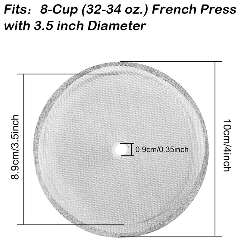 2 Packs French Press Replacement Filters Mesh Screen Perfect for 34 OZ,8 Cup French Press