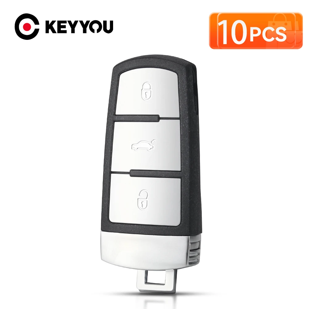 

KEYYOU 10PCS For Volkswagen For VW Passat CC B6 B7 B7L 3C R36 Maogotan B5 Smart Fob Card 3 Buttons Remote Car Key