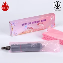 POSEIDON Tattoo Pencil Sleeve Bag Covers 200Pcs Plastic Pink Jednorazowa torba na ołówki Akcesoria do tatuażu