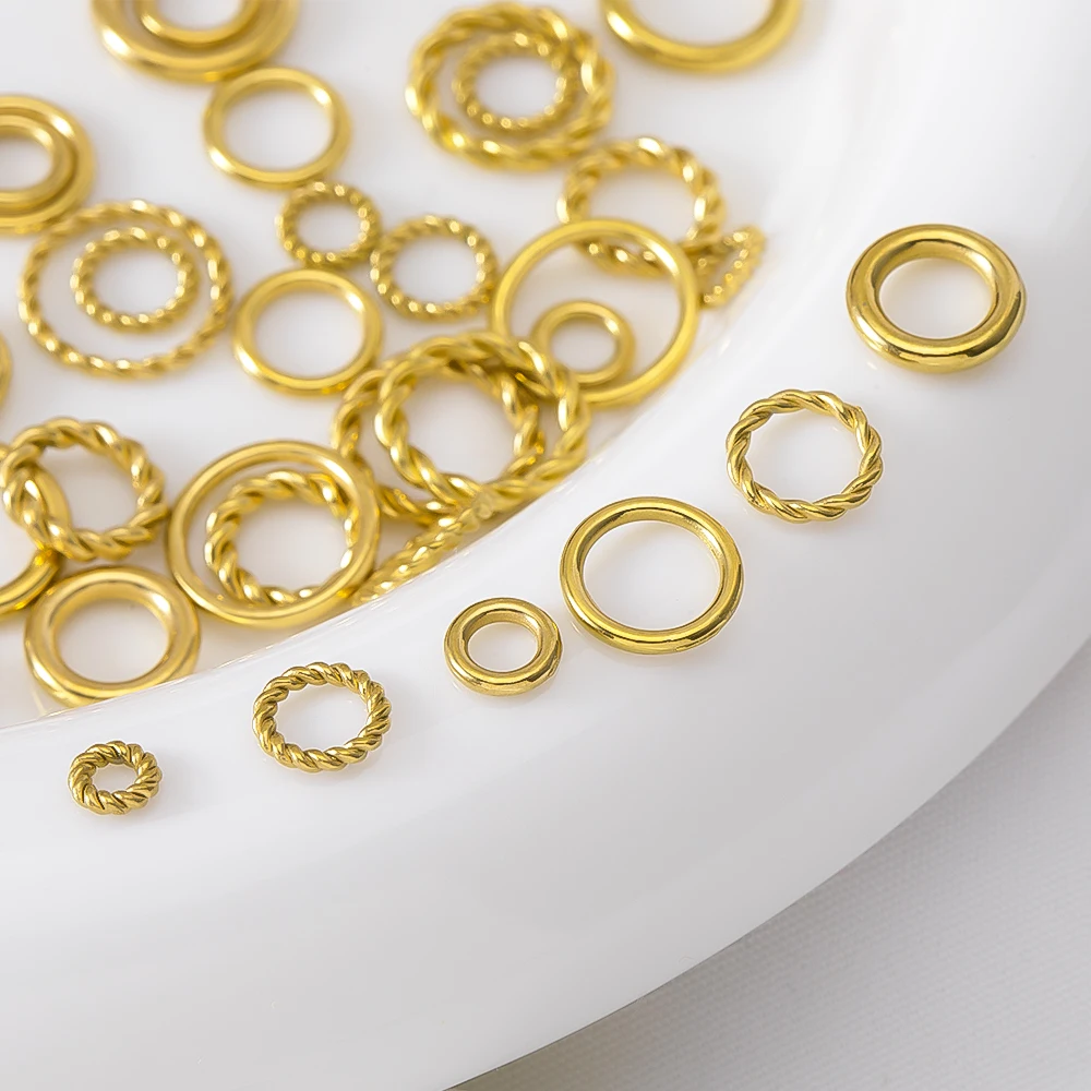 20pcs No Fade Stainless Steel Twist Rope Circle Connector Closed Jump Ring Plated 18K Gold  for DIY Jewelry Making Accessories﻿ image 2