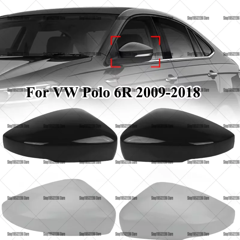 For VW Polo 6R 6C 2009-2018 – Left Right Rearview Mirror Shell, Door Wing Mirror Cover Cap, Exterior Accessory