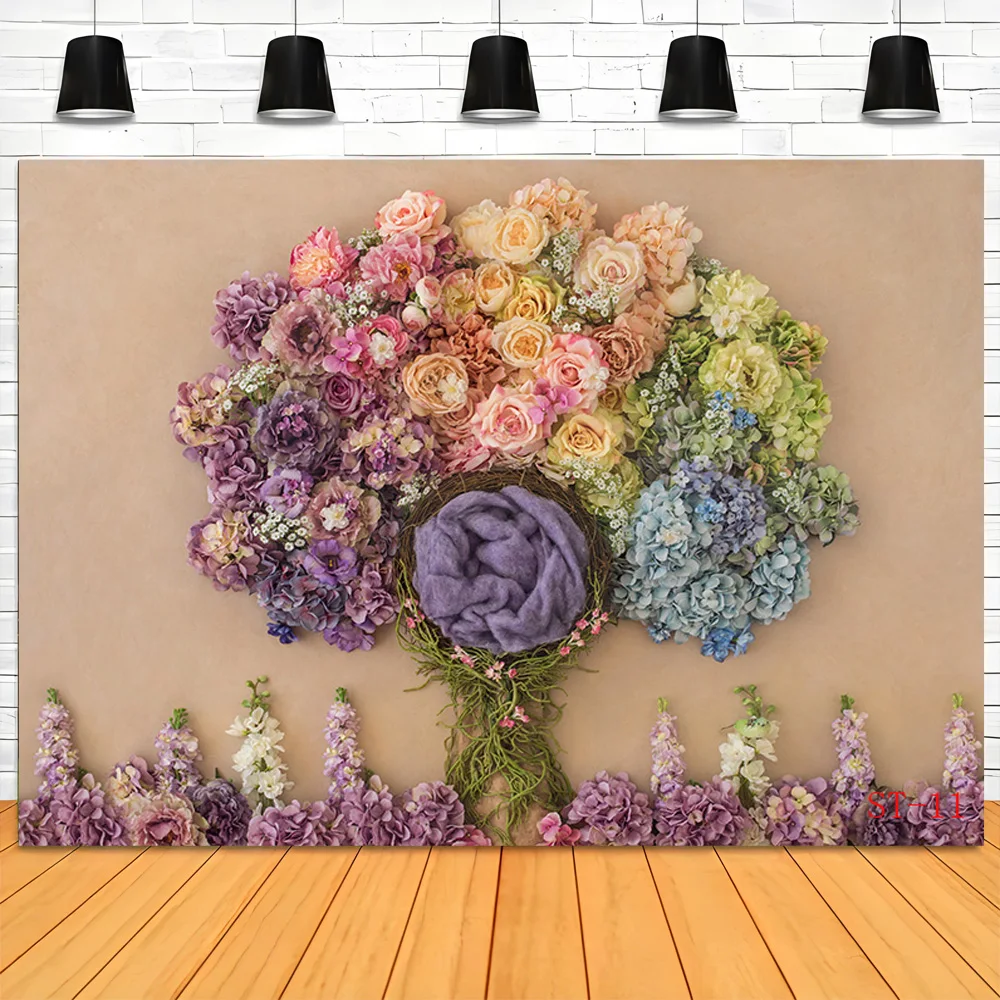 

Baby Newborn Floral Basket Photography Backdrops Props Children Birthday Party Photo Studio Background VT-05