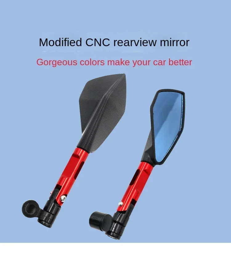 Universal CNC Aluminum Motorcycle Handlebar Rear View Mirrors Blue Anti-glare Mirror for HONDA YAMAHA SUZUKI Scooter KTM Parts image 6