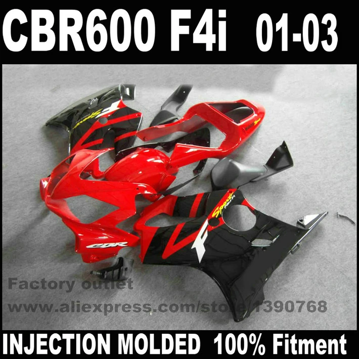 

Customize fairings for HONDA ZXMT mould CBR 600 F4i 01 02 03 black red CBR600 2001 2002 2003 fairing body kit RE24