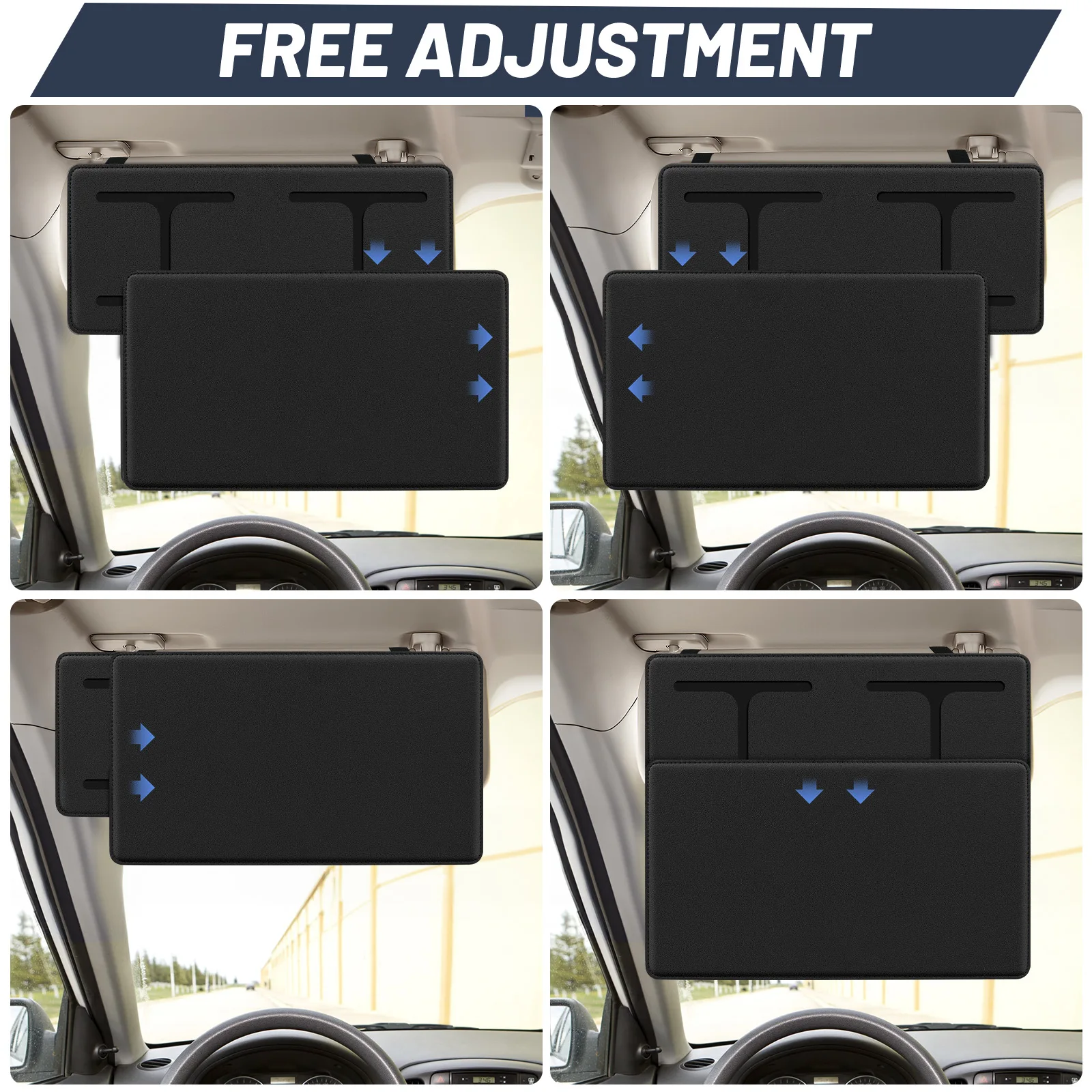 Car Sun Visor Extender, Adjustable Sun Visor Protects from Anti-Glare, UV Rays Blocker Window Windshield Sunshade Extender Black