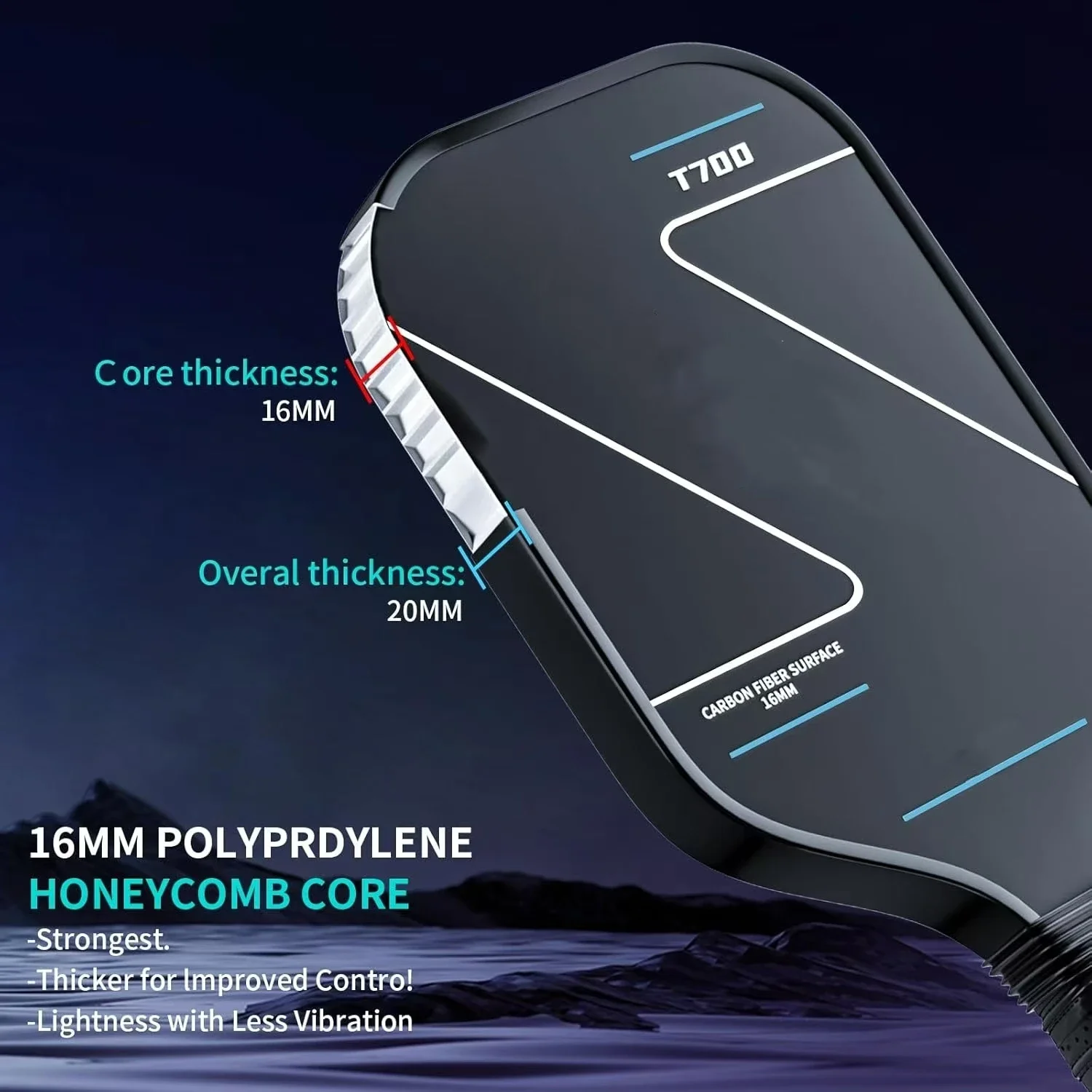 3K T700 Thermoformed Eva Foam Core Pickleball Paddle USAPA Approved Foam Injected Edges for Expanded Sweet Spot