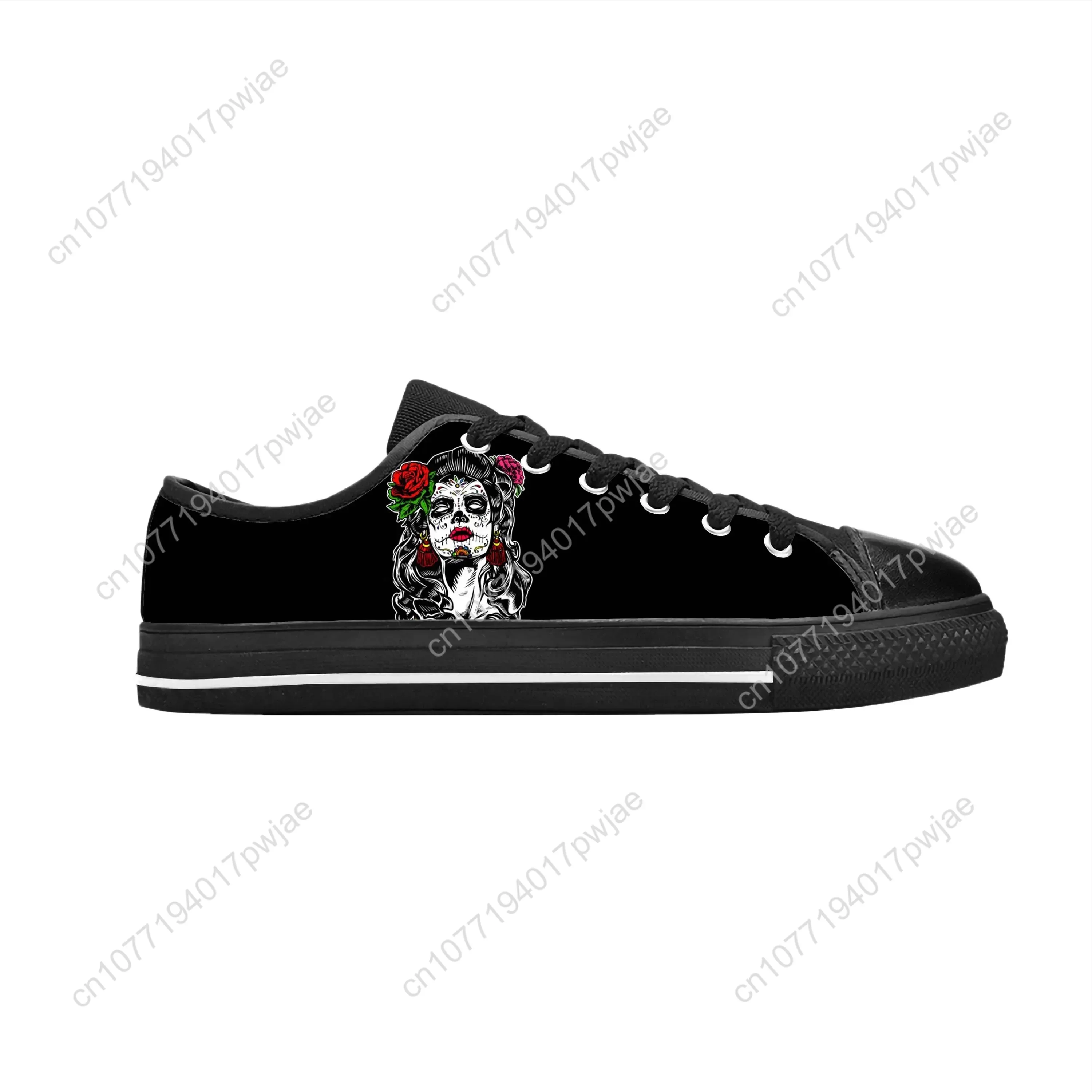 La Calavera Catrina Mexican Sugar Skull Katrina Casual Cloth Shoes Low Top Comfortable Breathable 3D Print Men Women Sneakers