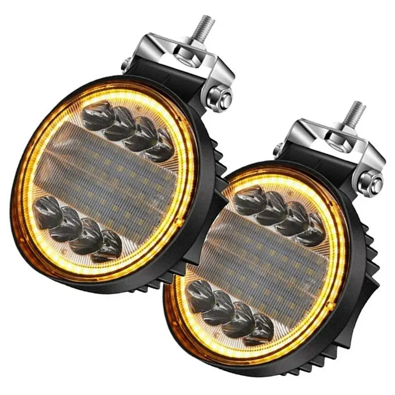 6Pcs 4 Inch LED Work Light Combo Spot Flood Off Road Driving Amber Fog Lamp
