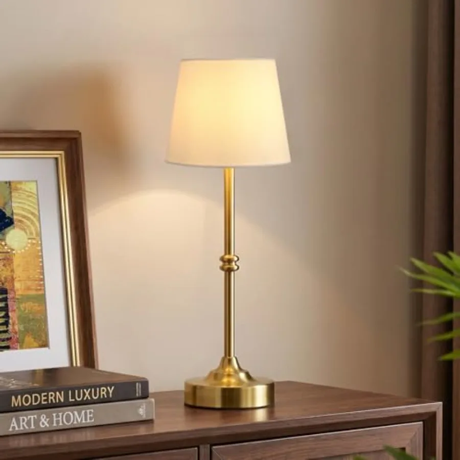 

Rechargeable Cordl Table Lamp Gold 4000mAh Battery Operated Lamp, 3000K Warm Light, Touch Control Stepl Dimming, for Bedside, D