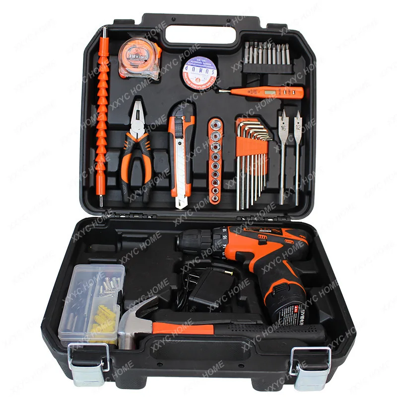 Lithium battery drill hand tool multi-function daily home maintenance set