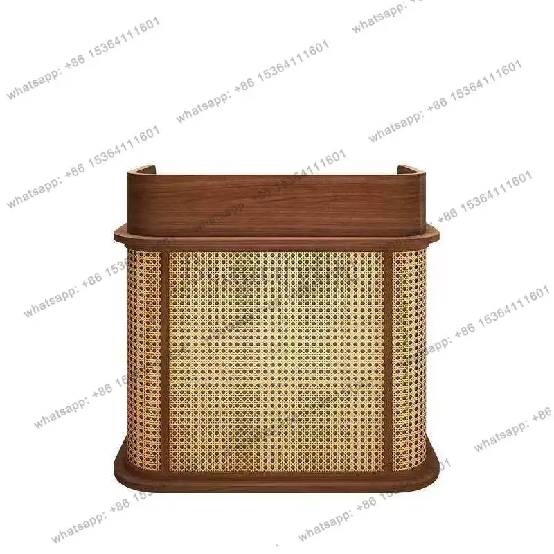 Factory Direct Sales Nordic Luxury Reception Desk Modern High-end Hotel Restaurant Rattan Cashier Counter Commercial Furniture B
