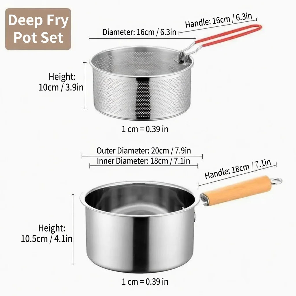 Freidora de acero inoxidable con cesta para freír, olla pequeña multifuncional, utensilio de cocina específico para freír pollo y otros alimentos.