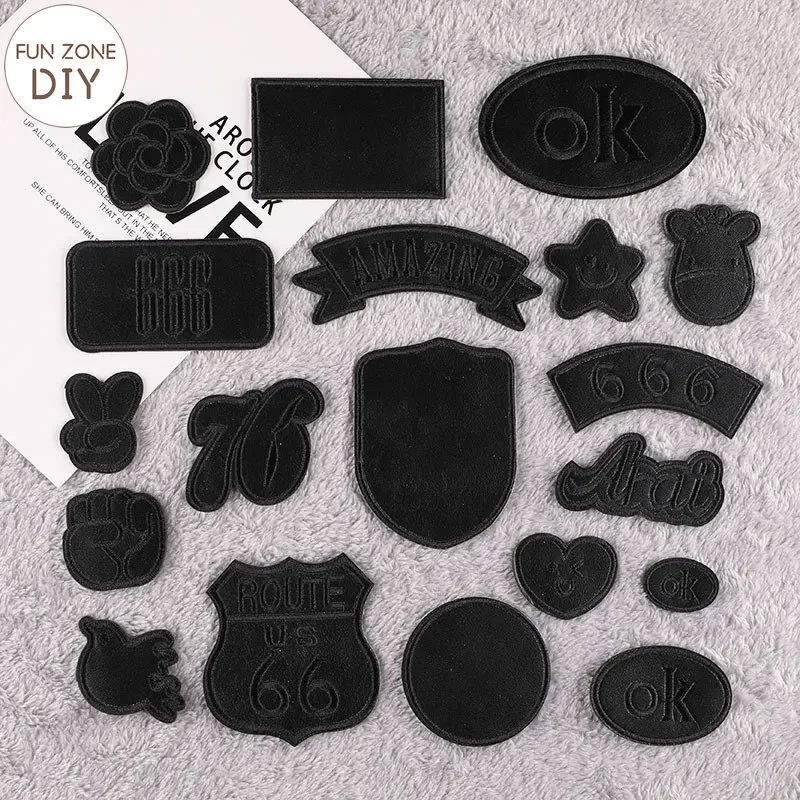 FZdiy Black Patches for Clothing, Sofa, Leather Patch Stick on Patches Embroidery Applique on Clothes