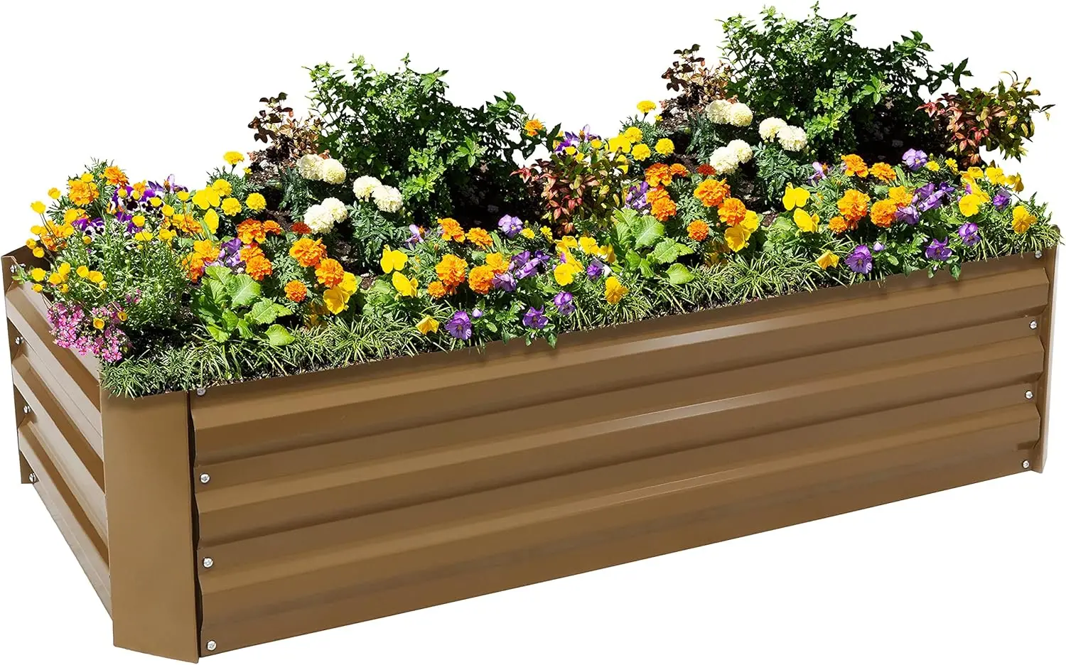

11.75" H Raised Metal Garden Bed - Galvanized Raised Garden Bed Outdoor for Vegetables and Flowers - Brown - 4' x 2' Rectangle