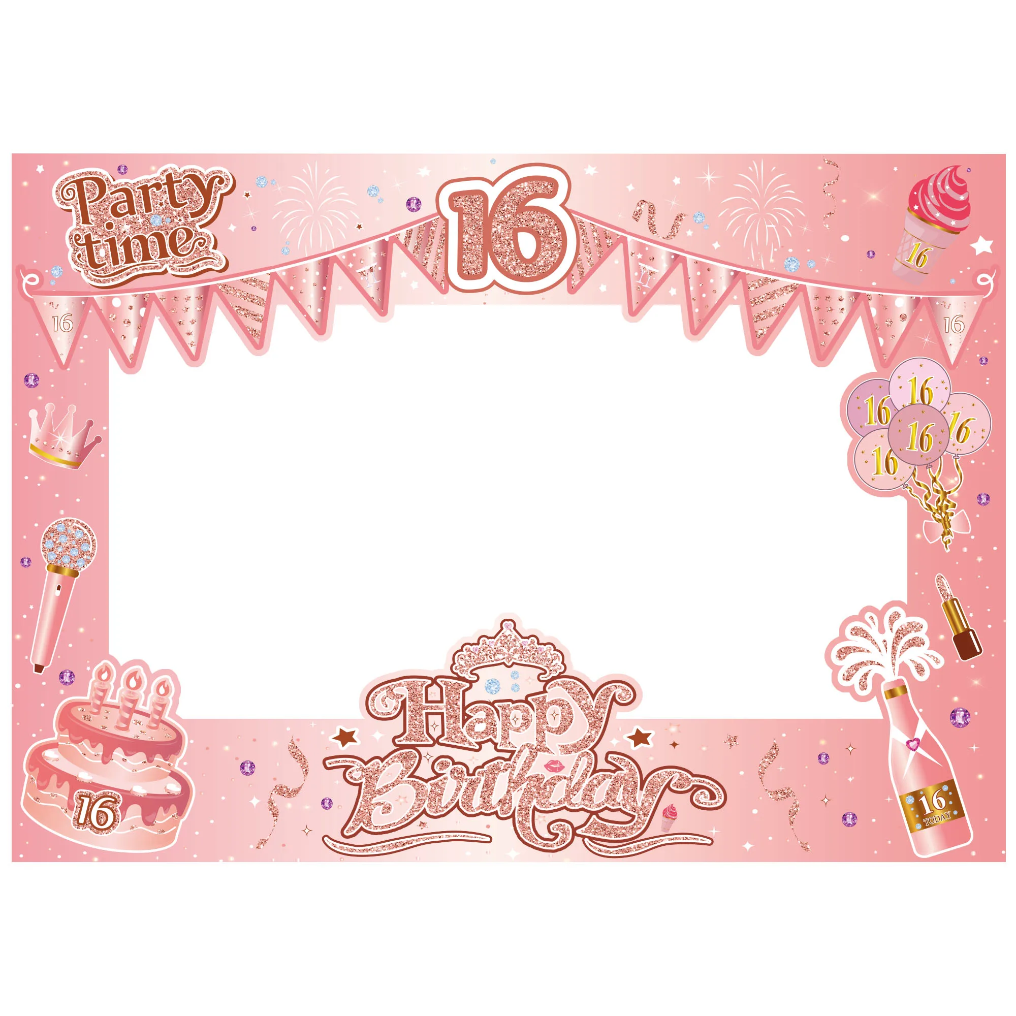 70*50cm Happy Sweet 13/16/18/21/30/40/50/60 años marco de papel de oro rosa decoración de fiesta de cumpleaños para decoración de niñas y mujeres