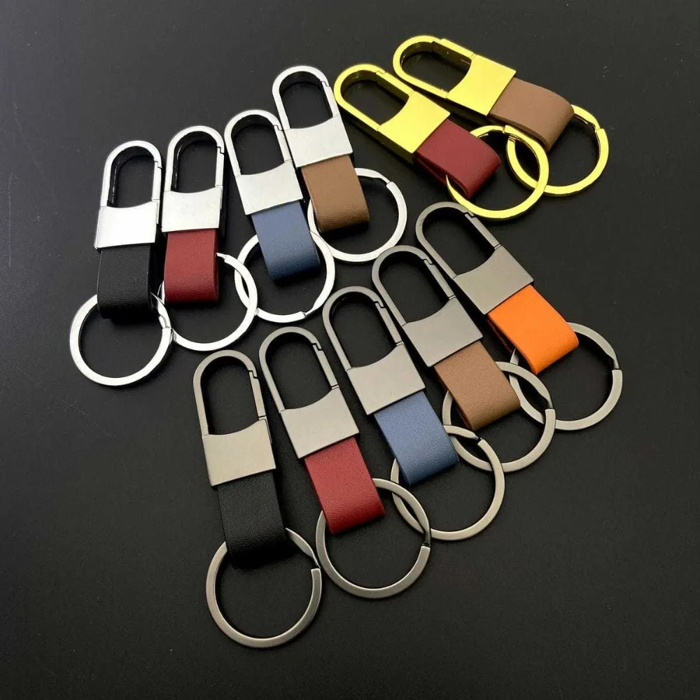 

Factory Direct Metal Genuine Leather Car Laser Engraved Logo Keychain Creative Key Ring Pendant Fashion Beautiful Minimalist