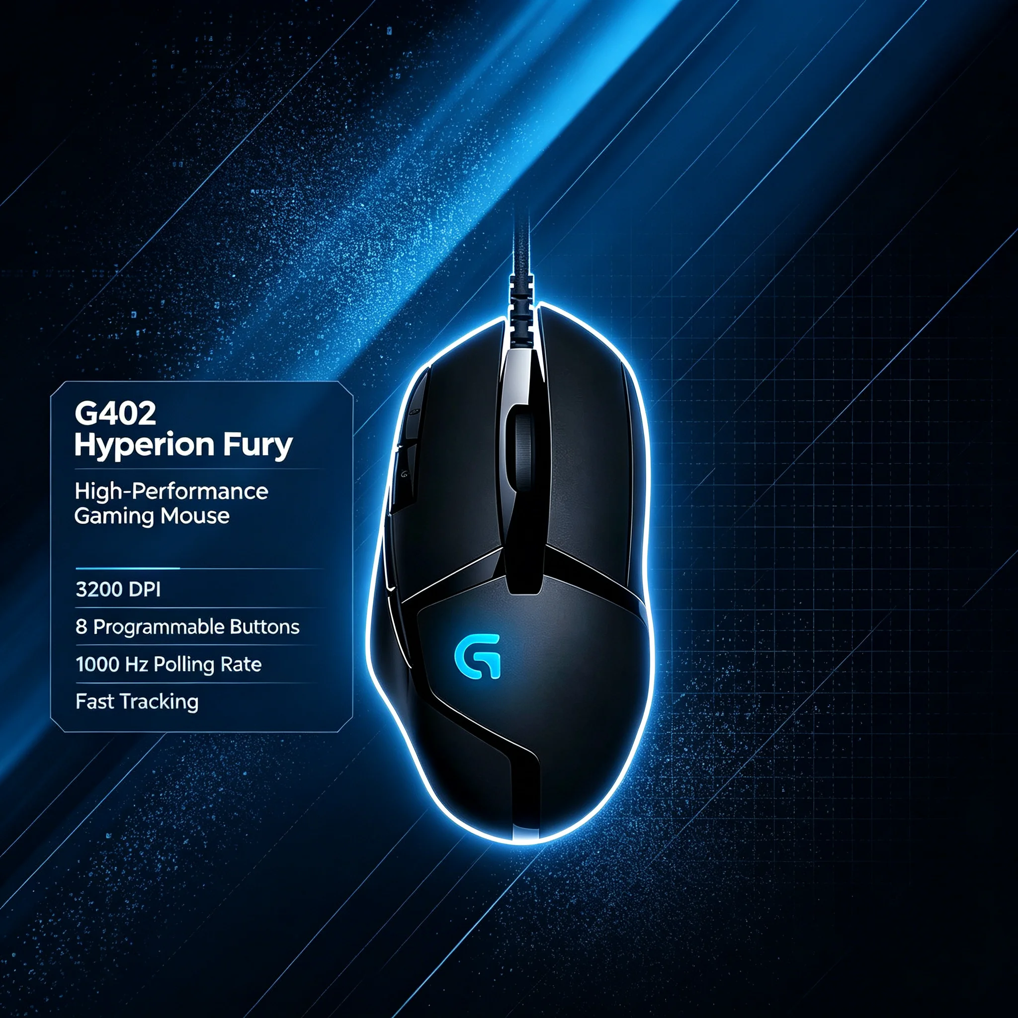 Logitech G402 Hyperion Fury Gaming Mouse Wired Programmable Macro Function RGB Light For League of Legends CS2 Valorant Competit